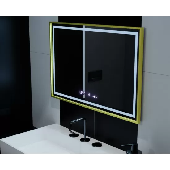 Oglinda LED Rectangulara, 120x80cm, Verite Royale Gold MotionGlow Marcello, Sistem Dezaburire, Ceas & Termometru, Dimabila Oglinda LED Rectangulara, 120x80cm, Verite Royale Gold MotionGlow Marcello, Sistem Dezaburire, Ceas & Termometru, Dimabila
