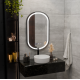 Oglinda LED Senzor Helmut Sistem Dezaburire, Ceas si Temperatura 50x80 cm Rama Negru Brushed Marcello Funghi