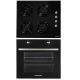Pachet Incorporabil Hausberg Cuptor electric HB-8051NG, Clasa A, 76L, 2000W, Negru, Plita HB-563NG, 4 arzatoare, Gaz, Sticla
