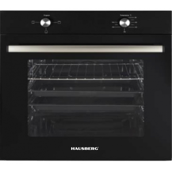 Pachet Incorporabil Hausberg Cuptor electric HB-8051NG, Clasa A, 76L, 2000W, Negru, Plita HB-563NG, 4 arzatoare, Gaz, Sticla