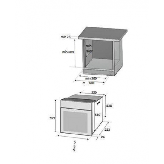 Pachet Incorporabil Hausberg Cuptor electric HB-8051NG, Clasa A, 76L, 2000W, Negru, Plita HB-563NG, 4 arzatoare, Gaz, Sticla