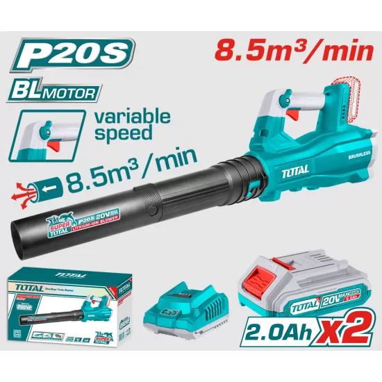 SUFLANTA 8.5m3/min LI-ION - 20V (INCLUDE 2 ACUMULATORI SI 1 INCARCATOR) TOTAL SUFLANTA 8.5m3/min LI-ION - 20V (INCLUDE 2 ACUMULATORI SI 1 INCARCATOR) TOTAL