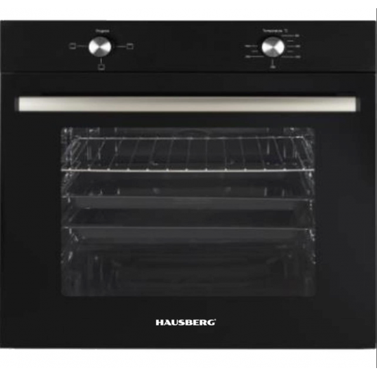 Pachet Incorporabil Cuptor electric Hausberg HB-8051NG, Clasa A, 76L, 2000W, Negru, Plita incorporabila HB-567NG, Gaz, 4 arzatoare, Sistem de siguranta GAZ, Gratar din fonta, Material Sticla, Negru