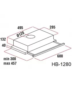 Hota incorporabila telescopica Hausberg HB 1280, Putere de absorbtie 280m3/h, 1 motor, 60 cm Hota incorporabila telescopica Hausberg HB 1280, Putere de absorbtie 280m3/h, 1 motor, 60 cm