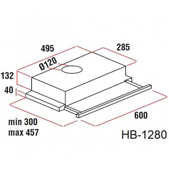 Produs resigilat Hota incorporabila telescopica Hausberg HB 1280, Putere de absorbtie 280m3/h, 1 motor, 60 cm