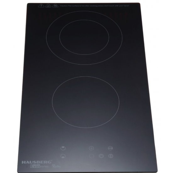 Plita incorporabila HAUSBERG HB-1536, Vitroceramica, 2 zone de gatit, 9 trepte de putere, 3200 W, Touch control, Timer, Sticla Neagra