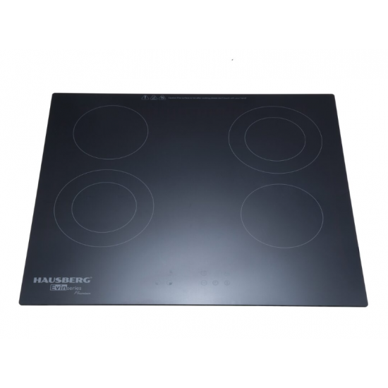 Plita incorporabila HAUSBERG HB-1537, Vitroceramica, 4 zone de gatit, 9 trepte de putere, 3200 W, Touch control, Timer, Sticla Neagra