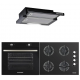 Pachet incorporabil HAUSBERG Cuptor HB-8051NG, Electric, 2000 W, 76 l, 4 Functii, Clasa A, Plita HB-567NG, Gaz, 4 arzatoare, Sistem de siguranta GAZ, Gratar din fonta, Sticla, Hota telescopica HB-1285NG, 420 m3/h, 2 motoare, 60 cm, Negru