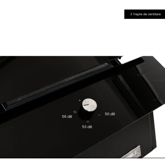 Hota Incorporabila decorativa Hausberg HB-2285NG, 163W , Filtru aluminiu, Putere de absorbtie maxim 650 m3/h, 60 cm, Negru