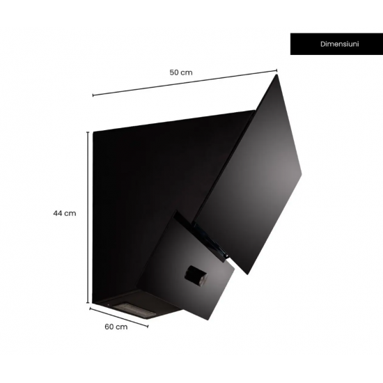 Hota Incorporabila decorativa Hausberg HB-2285NG, 163W , Filtru aluminiu, Putere de absorbtie maxim 650 m3/h, 60 cm, Negru
