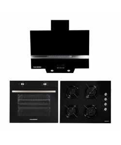Pachet Incorporabil Cuptor electric Hausberg HB-8051NG, Clasa A, 76L, 2000W, Negru,Plita incorporabila Hausberg HB-563, Gaz, 4 arzatoare, Negru, Hota Incorporabila decorativa HB-1830NG, 60 cm, Filtru aluminiu, motor eco 450m3/h, Negru