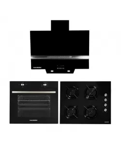 Pachet Incorporabil Cuptor electric Hausberg HB-8051NG, Clasa A, 76L, 2000W, Negru,Plita incorporabila Hausberg HB-563, Gaz, 4 arzatoare, Negru, Hota Incorporabila decorativa HB-1830NG, 60 cm, Filtru aluminiu, motor eco 450m3/h, Negru