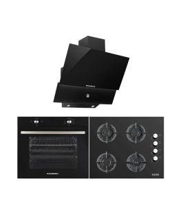Pachet incorporabil Hausberg cuptor HB-8051NG, electric, 2000 W, 76 l, 4 functii, plita HB-567NG, Gaz, 4 arzatoare, sistem de siguranta, fonta, Sticla, hota decorativa HB-2285NG, 163W , filtru aluminiu, absorbtie maxim 650 m3/h, 60 cm, Clasa A, Negru