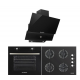 Pachet incorporabil Hausberg cuptor HB-8051NG, electric, 2000 W, 76 l, 4 functii, plita HB-567NG, Gaz, 4 arzatoare, sistem de siguranta, fonta, Sticla, hota decorativa HB-2285NG, 163W , filtru aluminiu, absorbtie maxim 650 m3/h, 60 cm, Clasa A, Negru