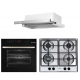 Pachet incorporabil HAUSBERG Cuptor electric HB-8054NG, Capacitate 71L, 2225W, 7 functii, convectie, plita gaz HB-555, 4 arzatoare, hota telescopic HB-1285IN, 420 m3/h absorbtie, 2 motoare, Negru-Inox