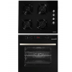 Pachet Incorporabil Hausberg Cuptor electric HB-8054NG, Clasa A, 71L, 2225W, Negru, Plita Incorporabila HB-563NG, 4 arzatoare, Gaz, Sticla, Negru