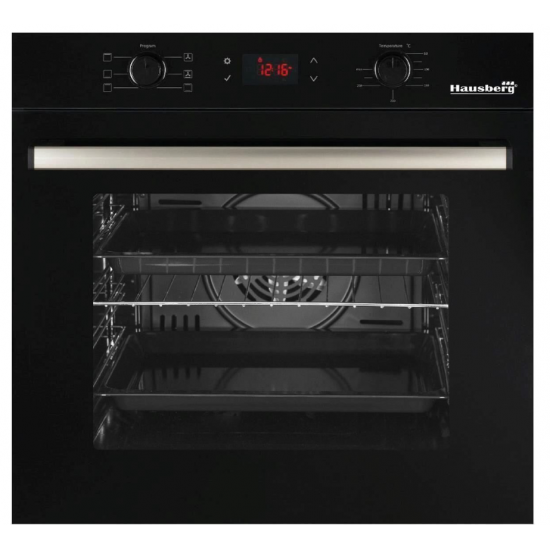 Pachet Incorporabil Hausberg Cuptor electric HB-8054NG, Clasa A, 71L, 2225W, Negru, Plita Incorporabila HB-563NG, 4 arzatoare, Gaz, Sticla, Negru