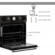 Cuptor incorporabil Hausberg HB-8055RST, Electric, Putere 1600 W, 57 l, 4 Functii, Ventilatie, Timer, Clasa A, Negru/Auriu