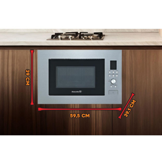 Cuptor cu microunde incorporabil Hausberg HB-8070IN, 25 l, 1400 W, Grill, Control digital, Argintiu