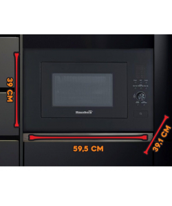 Cuptor cu microunde incorporabil Hausberg HB-8070NG, 25 l, 1400 W, Grill, Control digital - Negru