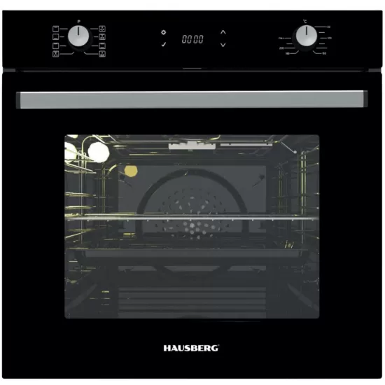 Cuptor electric incorporabil Hausberg HB-8054NG, Clasa A, volum 71L, putere 2225W, panou sticla termoizolant, termostat, timer, 7 functii, ventilatie, Negru Cuptor electric incorporabil Hausberg HB-8054NG, Clasa A, volum 71L, putere 2225W, panou sticla termoizolant, termostat, timer, 7 functii, ventilatie, Negru