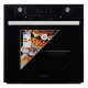 Cuptor electric incorporabil Hausberg HB-8054NG, Clasa A, volum 71L, putere 2225W, panou sticla termoizolant, termostat, timer, 7 functii, ventilatie, Negru