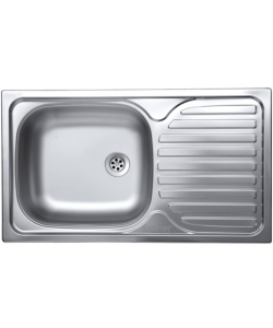 Chiuveta bucatarie Sanitec C403S, pentru blat, finisaj satinat, cuva stanga, 76x43,5cm, Inox