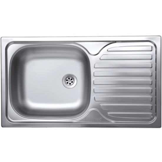 Chiuveta bucatarie Sanitec C403S, pentru blat, finisaj satinat, cuva stanga, 76x43,5cm, Inox