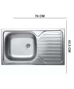Chiuveta bucatarie Sanitec C403S, pentru blat, finisaj satinat, cuva stanga, 76x43,5cm, Inox Chiuveta bucatarie Sanitec C403S, pentru blat, finisaj satinat, cuva stanga, 76x43,5cm, Inox