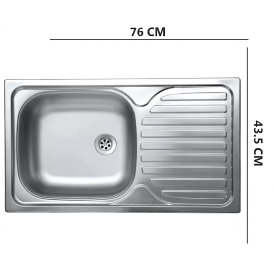 Chiuveta bucatarie Sanitec C403S, pentru blat, finisaj satinat, cuva stanga, 76x43,5cm, Inox Chiuveta bucatarie Sanitec C403S, pentru blat, finisaj satinat, cuva stanga, 76x43,5cm, Inox