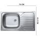 Chiuveta bucatarie Sanitec C403S, pentru blat, finisaj satinat, cuva stanga, 76x43,5cm, Inox