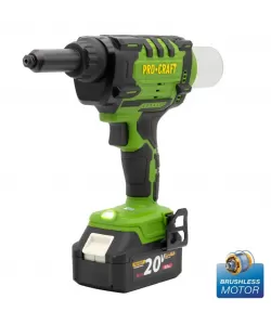 Masina de nituit nituri-pop cu 2 acumulatori 2 Ah si incarcator PROCRAFT PRG20