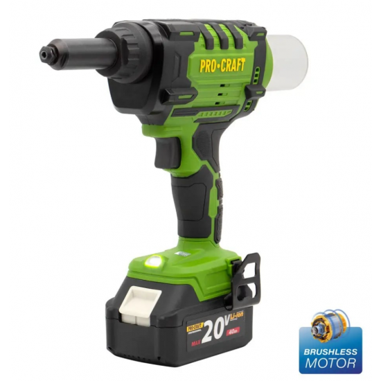Masina de nituit nituri-pop cu 2 acumulatori 2 Ah si incarcator PROCRAFT PRG20