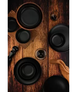 Serviciu de masa Kutahya Porselen CRUTON 18 piese pentru 6 persoane din Portelan Negru Mat