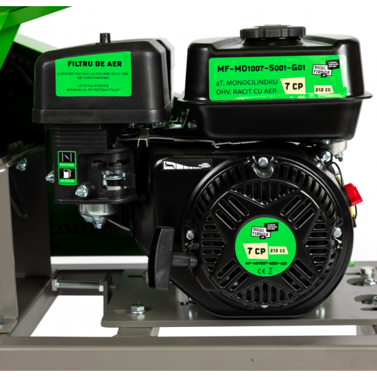 Tocator de crengi Micul Fermier, motor benzina 7 CP, 60 mm diametru maxim de taiere, pentru brichete