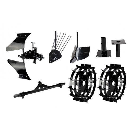 Pachet Accesorii Expert (Plug Reversibil, Adaptor Dublu Reglabil, 2 x Rarita, 2 x Plug Scos Cartofi, Roti Metalice 5.00 cu Manicoti)