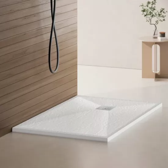 Cadita de dus dreptunghiulara 80x120 cm, slim 3 cm, alb lucios Cadita de dus dreptunghiulara 80x120 cm, slim 3 cm, alb lucios