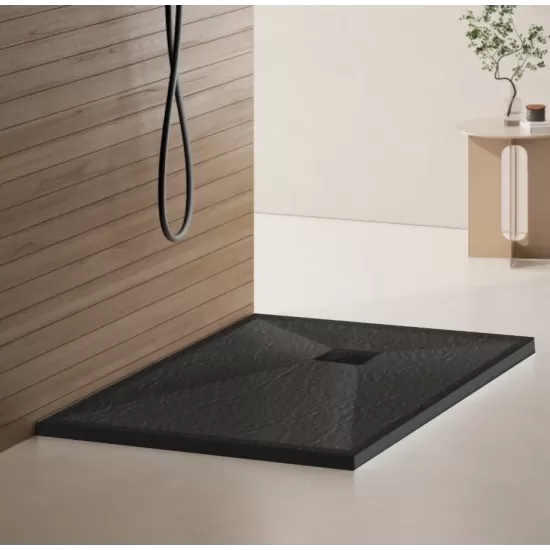 Cadita de dus dreptunghiulara 80x120 cm, slim 3 cm, gri inchis Cadita de dus dreptunghiulara 80x120 cm, slim 3 cm, gri inchis