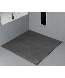 Cadita de dus patrata 90x90 cm, slim 3 cm, gri inchis
