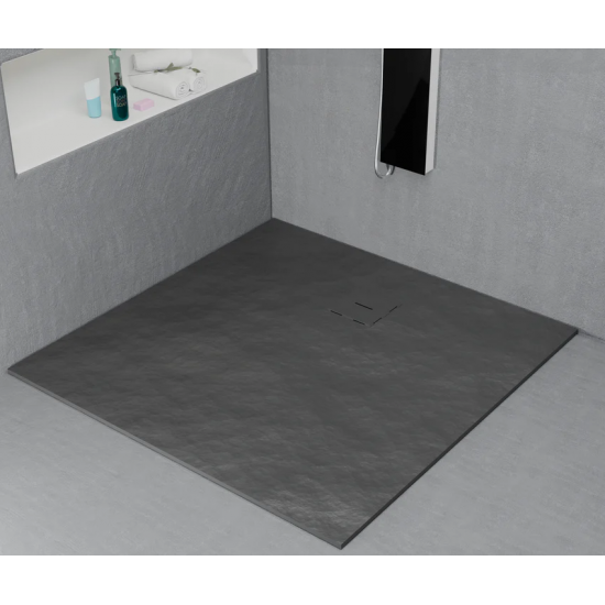 Cadita de dus patrata 90x90 cm, slim 3 cm, gri inchis
