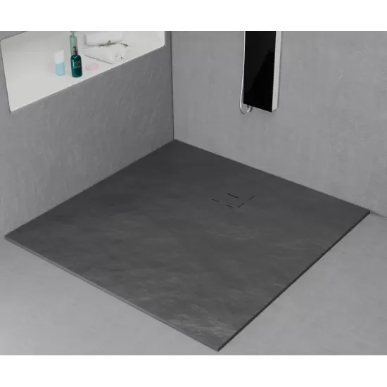 Cadita de dus patrata 90x90 cm, slim 3 cm, gri inchis Cadita de dus patrata 90x90 cm, slim 3 cm, gri inchis