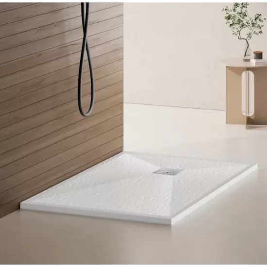 Cadita de dus dreptunghiulara 80x100 cm, slim 3 cm, alb lucios Cadita de dus dreptunghiulara 80x100 cm, slim 3 cm, alb lucios