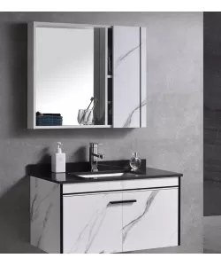 Set Mobilier pentru Baie CORFU, 80x48cm, 2 Piese, Negru si Alb Set Mobilier pentru Baie CORFU, 80x48cm, 2 Piese, Negru si Alb