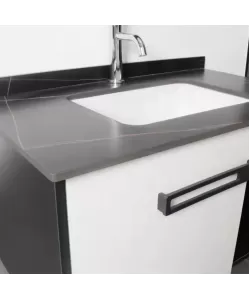 Set Mobilier pentru Baie CRETA, 80x40cm, 2 Piese, Negru si Alb