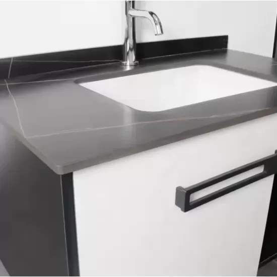 Set Mobilier pentru Baie CRETA, 80x40cm, 2 Piese, Negru si Alb Set Mobilier pentru Baie CRETA, 80x40cm, 2 Piese, Negru si Alb