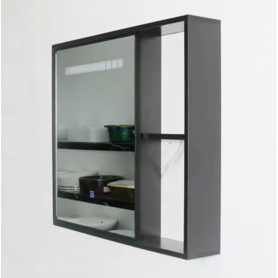 Set Mobilier pentru Baie CRETA, 80x40cm, 2 Piese, Negru si Alb