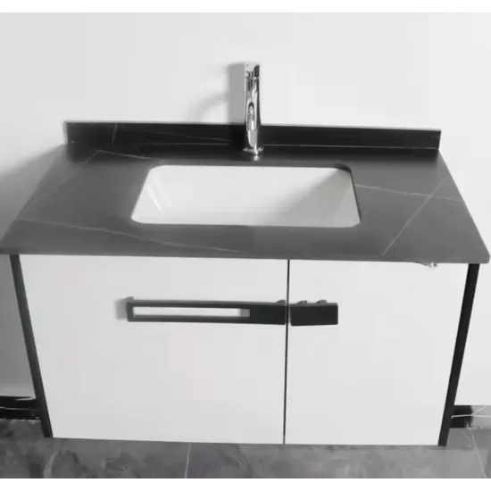 Set Mobilier pentru Baie CRETA, 80x40cm, 2 Piese, Negru si Alb Set Mobilier pentru Baie CRETA, 80x40cm, 2 Piese, Negru si Alb