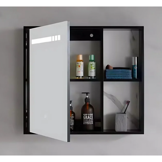 Set Mobilier pentru Baie CRETA, 80x40cm, 2 Piese, Negru si Alb