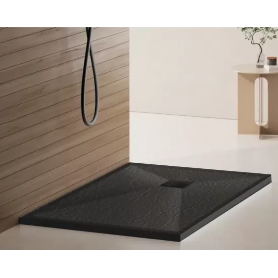 Cadita de dus dreptunghiulara 80x100 cm, slim 3 cm, gri inchis Cadita de dus dreptunghiulara 80x100 cm, slim 3 cm, gri inchis