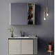 Set Mobilier pentru Baie ZAKYNTHOS, 80cm, 2 Piese, Gri si Crem